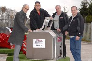 Lloyd Thompson (Rig Manager of Odfjell Drilling (UK) Ltd), Tom Whalen (Platform Maintenance Superintendent of Talisman Energy UK Limited), Ian Nicol (Director, Thern Lifting Services) and Kenny Lendrum (Workshop Manager, Thern Lifting Services) (Photo courtesy SOS Marketing Ltd)