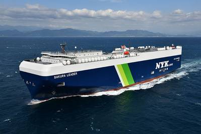 LNG-fueled PCC "SAKURA LEADER". Photo Courtesy Mitsubishi Shipbuilding Co., Ltd.