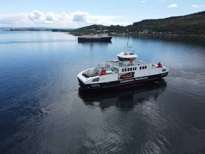 Loch Frisa passing Isle of Mull on her way to berth (Photo: CalMac Ferries)