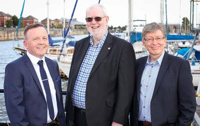 L-R Robert Pollock, Bob Troop and Derek Bate in Coburg Dock (Photo: James Troop)