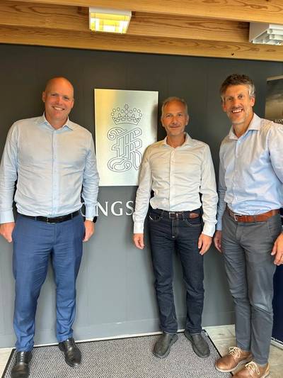 From Left: Martin Wien Fjell, President; Jens Abrahamsen, Vice President; and Audun Berg, Executive Vice President, Kongsberg Discovery. © Kongsberg Discovery