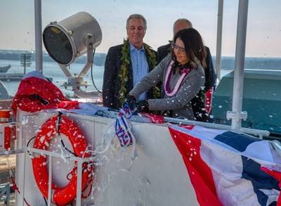 Matson, Inc. and Philly Shipyard, Inc. (PSI) christened the second of two Aloha Class containerships built for Matson in a ceremony at Philly Shipyard on Saturday, March 9. Photo: Matson & Philly Shipyard