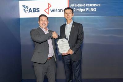 Miguel Hernandez, ABS Senior Vice President, Global Offshore, with Hao Jiang, Vice President of WISON New Energies (Photo: ABS)