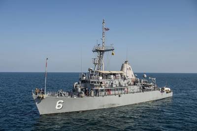 Mine countermeasure ship USS Devastator (MCM 6) (U.S. Navy photo by Corbin J. Shea)