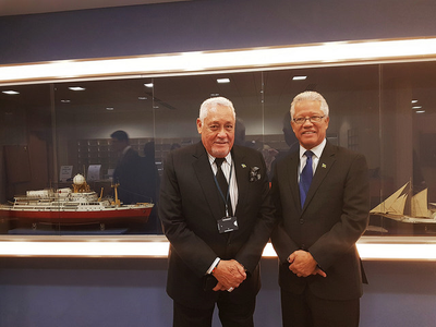 Minister of Transport and Mining The Honorable Michael Henry CD MP (left) and Rear Admiral Peter Brady, Director General of the MAJ (Photo: MAJ)