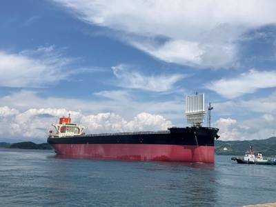 Mitsui OSK Line’s installation of wind propulsion technology on a 99,000DWT bulker tips the balance of wind-powered cargo capacity over one million DWT (Photo: MOL)