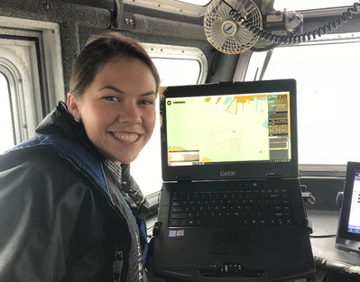 MMA cadet Mary Shea commands a Sea Machines autonomous vessel (Photo: Sea Machines Robotics)