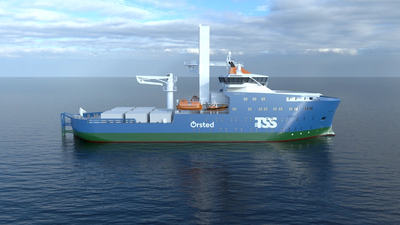 Mock-up of the Service Operations Vessel to be deployed on Ørsted’s Greater Changhua offshore wind farms. The detailed design of the vessel is yet to be finalized. Image Credit: Orsted