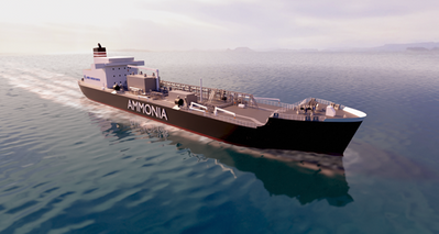 3D model of an ammonia bunkering vessel (Image: NYK Line)
