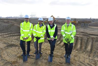 Mohammed Sharaf, DP World Group Chief Executive; Jamal Majid Bin Thaniah, Non-Executive Director and Vice Chairman for DP World; Hamid Moghadam, Prologis Chairman and CEO; Simon Moore, Chief Executive Officer, DP World London Gateway