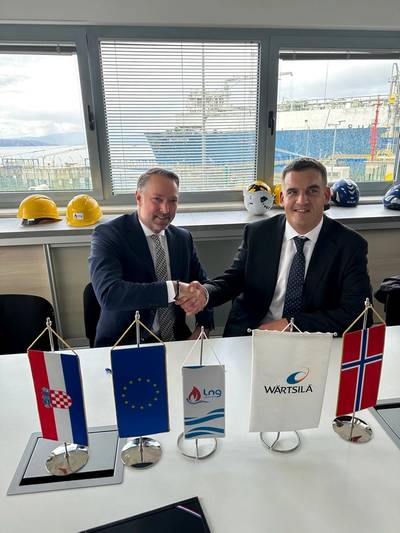 Mr.Kjell Ove Ulstein, Sales & Marketing Director, Wärtsilä Gas Solutions and Mr. Hrvoje Krhen, previous Managing Director of LNG Hrvatska (Croatia) © LNG Hrvatska