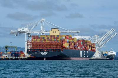 MSC Anna calls the Port of Oaklnd in April 2020 (Photo: Port of Oakland)