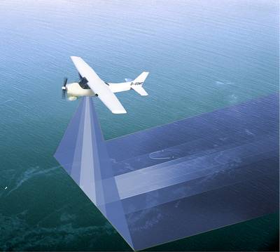 MSRC adds Ocean Imaging’s remote sensing technology to its superior “systems-based” approach to oil spill response.  Shown here: Wide range aerial surveillance for day and night spill operations using infrared and multi-spectral sensing equipment (1Q2014)