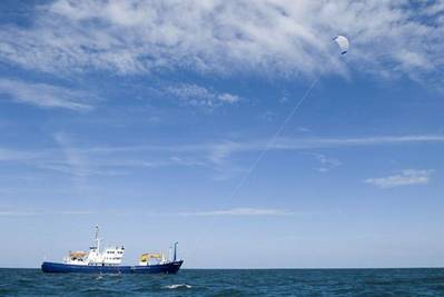 MV Beluga SkySails is the world's first modern partially sail-powered cargo ship. The U.S. Navy's Military Sealift Command chartered Beluga SkySails to return European-based U.S. Army and U.S. Air Force cargo to the United States.