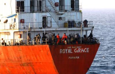 MV Royal Grace following its release from Somali Pirates in March 2013. (Photo: EU Naval Force)