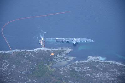NCA's surveillance aircraft LN-LYV flew over the incident site on November 9, 2018. Photo: The Norwegian Coastal Administration (NCA) - CC BY-NC 2.0