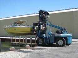 new Marine Travelift Mariner Forklift in action at Foxhaven.