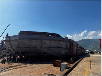 Newbuilding application at a Chinese shipyard. Credit: AkzoNobel