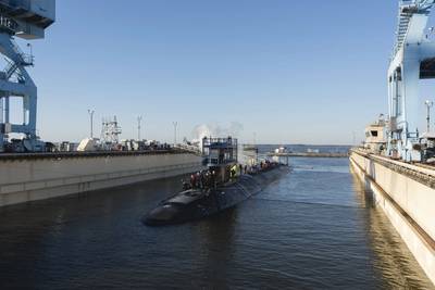 The newly launched Virginia-class submarine Montana (SSN 794) was christened in September 2020, and is scheduled to be delivered to the U.S. Navy in late 2021. (Photo: Matt Hildreth/HII)