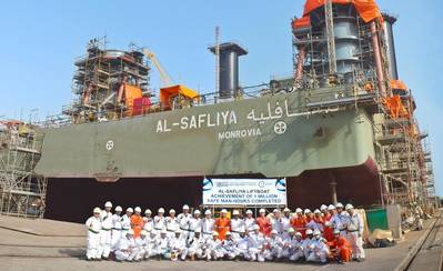 N-KOM and GDI management and project teams pictured together to celebrate the achievement of 1 million safe man-hours on the liftboat new-building project. (Photo: N-KOM)