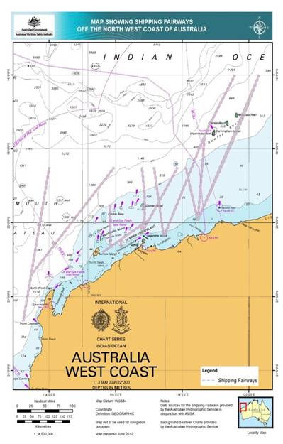 NW Australia Shipping Fairways: Image credit AMSA