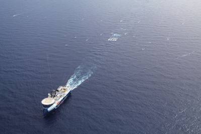 Oceanic Sirius deploying streamer spread during offshore seismic survey (image courtesy of CGG)