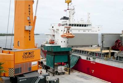 Offloading Corn at Port Manatee: Photo credit Port Manatee