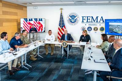 On September 22, President Joe Biden received a briefing from FEMA Administrator Deanne Criswell and Region 2 Administrator David Warrington on the impact Hurricane Fiona had on Puerto Rico.  (Photo: K.C. Wilsey / FEMA)