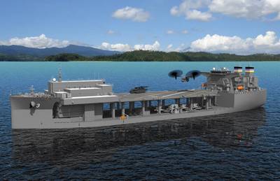 On Wednesday, January 25, General Dynamics NASSCO, a wholly owned subsidiary of General Dynamics (NYSE: GD), began construction on a fifth ship for the U.S. Navy’s Expeditionary Transfer Dock (ESD)/Expeditionary Sea Base (ESB) program. (Image: General Dynamics NASSCO/USN)