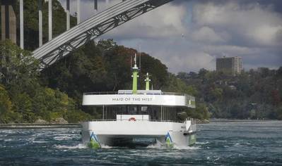 One of Maid of the Mist's two new all-electric tour ferry Nikola Tesla (Photo: New York State Parks)