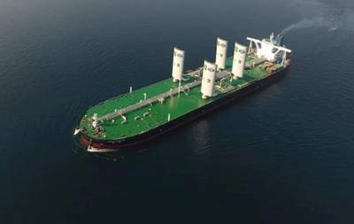 One of the two 307,000-ton tankers on order will adopt a sail propulsion system (pictured), and the other will feature air lubrication (Photo: China Merchants Shipping)