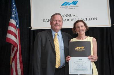 Paul Stevens and  Susan Hayman of Foss accepting the awards