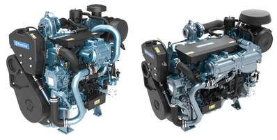 Perkins E44 Electronic Auxiliary Marine Engine (left) and  Perkins E70B Electronic Auxiliary Marine Engine (right). (Image: Perkins)