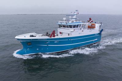 Photo caption: With Hydrogen fuel cells on board, MS Skulebas will be the world`s first zero-emission fishing vessel. Picture: Hvide Sande Shipyard