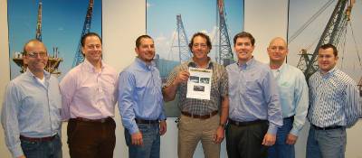 Pictured left to right: Mauricio Garrido, VP Salvage; Stephen Loeb, CFO; Tommy Gibilterra, VP Offshore Construction-Pipeline; Sean Coughlin; Beau Bisso, President/COO; Glenn Posik, Project Manager and Mark Diamond, Jr., Project