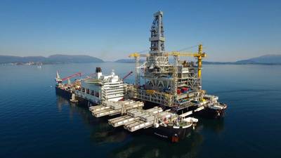Pioneering Spirit transports the drilling platform topsides for Equinor’s Johan Sverdrup development (Photo: Allseas)