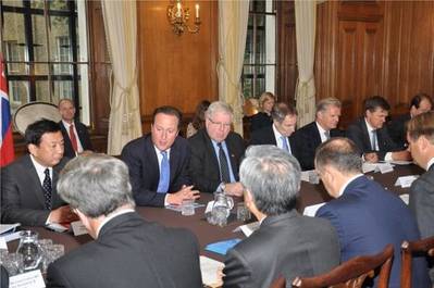 PM David Cameron in discussions: Photo credit Maritime UK