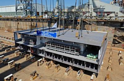 P&O Cruises' New Ship's Keel: Photo credit Fincantieri: