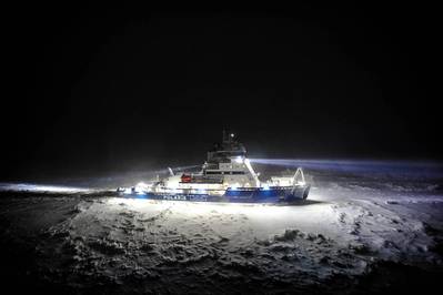 Polaris in the Bothnian Bay during winter 2017 (Photo: Patrik Barck, Arctia Ltd.)