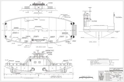 Profile drawing for sister ships Sunrise and Southside delivered in 2002 and 2009 respectively (Image: Blount Boats)