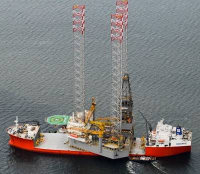 Prospector 1 arrives by ship in the Cromarty Firth. (Photo courtesy of WTS)
