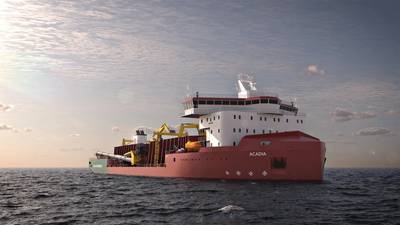 Rendering of Great Lakes' subsea rock installation vessel Acadia, currently under construction at Philly Shipyard. (Image: Great Lakes Dredge & Dock Corporation)