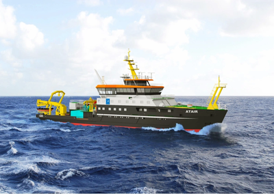 rendering of the Atair; first vessel in the BSH fleet with LNG technology  (Photo: Wärtsilä)