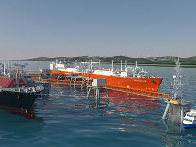 Rendering of the proposed facility, the Aguirre Offshore GasPort (Photo: Excelerate Energy)