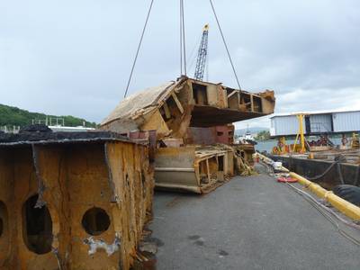 Resolve Marine Group Crews Offload Final Section: Photo credit USCG