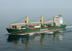 Rickmers Tianjin has now joined her sistership Rickmers Yokohama, seen here in the English Channel, on the Europe India Service