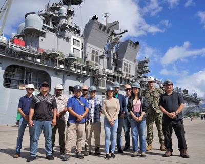 Left to right: PSI PM Kevin Collins, C250 Shanon Arnold, C103 CTL Juan Carlos “Harry” Herrera, C103 APM Shane Konno, C132 QA Jamie Francis, C410 CS Jay Masatsugu, C103 APM Cheryl Yamanaka, 132 QA Michael Halsey, C242 A-CHENG Patrick Driscoll, C410 Sohee “Kelly” Wun, C103 WFO Lt. Cmdr. Kristopher DeVisser, C103 SBS Tony Castro. (Photo: Justice Vannatta / U.S. Navy)