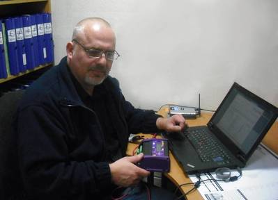 Royston's Steve Roberts tests enginei data controller.