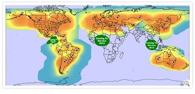 Satcom Voice Coverage: Map courtesy of Globalstar