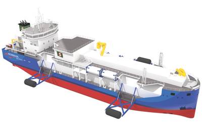 Schulte Group's new LBV design offers a unique patented outrigger fendering system that is compatible with any type of LNG-fuelled client vessels and terminals. (Image: Schulte Group)